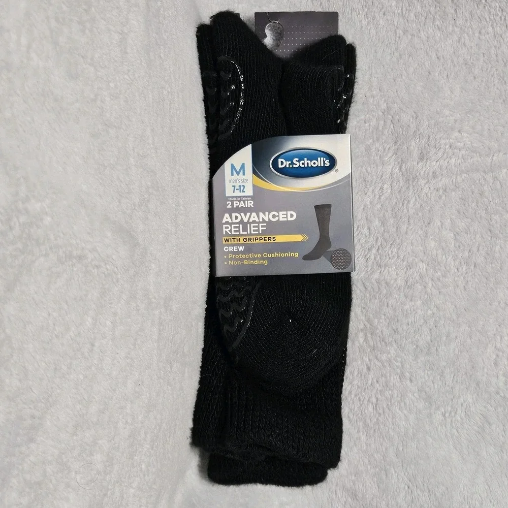 Dr. Scholl's Men's Advanced Relief Crew Gripper Socks‎ 2 Pairs Size 7-12